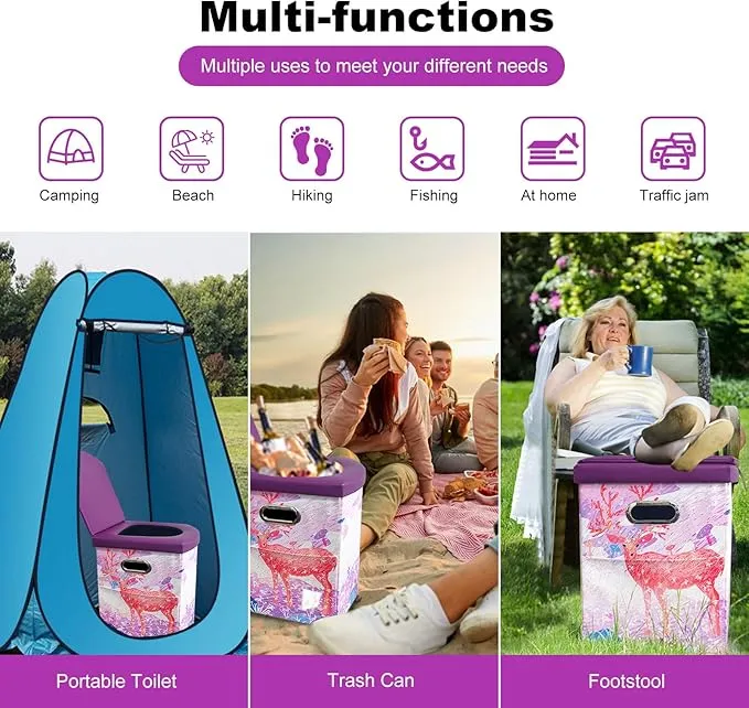 Upgrade XL Portable Toilet for Adults, Extra Large Portable Travel Floding Toilet, Camping Tall Toilets with Lid for Adults and Kids Compact Potty for Car,Hiking,Beach and Camping…