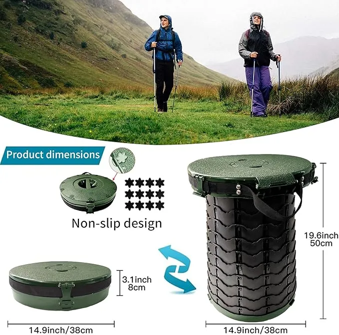 Upgrade XXL Retractable Portable Toilet for Camping Height Adjustable Travel Toilet Foldable Camping Toilet Portable Toilet for Adults Collapsible Stool Camping Toilet with Trash Bag&Star Carry Bag