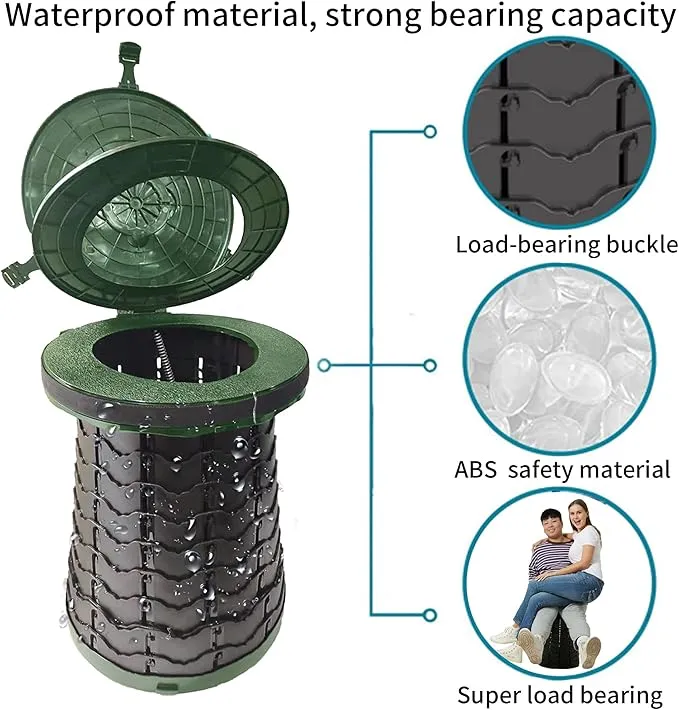 Upgrade XXL Retractable Portable Toilet for Camping Height Adjustable Travel Toilet Foldable Camping Toilet Portable Toilet for Adults Collapsible Stool Camping Toilet with Trash Bag&Star Carry Bag