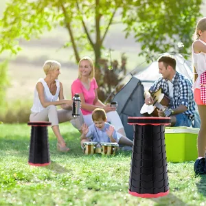 Upgraded Foldable Stool Thickened, Portable Collapsible Stool Retractable Stool for Fishing, Hiking Tours, BBQ, Parties, Outdoor Activities（Pink）