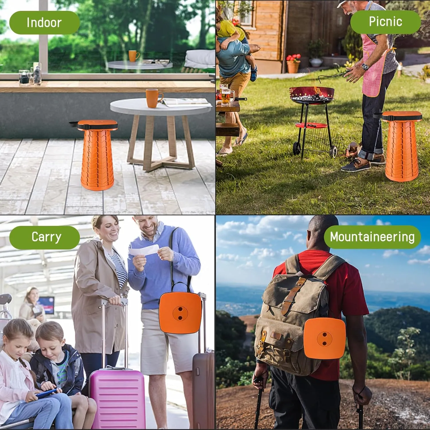 Upgraded Folding Stool - 485lbs Load Capacity,Telescopic Stool,Portable Collapsible Seat for Camping,Fishing,Hiking,Travel