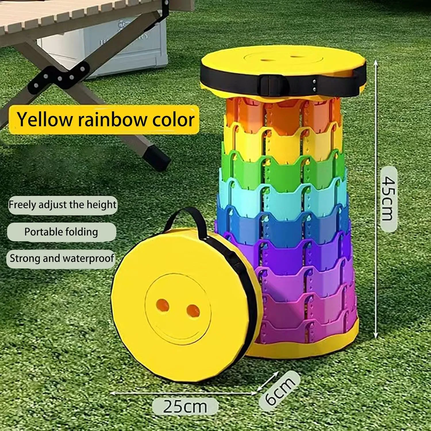 Upgraded Rainbow Folding Stool More Lightweight Sturdy Aesthetically Load Capacity of 550 lbs Portable Folding Stool Camping Fishing Hiking Trips