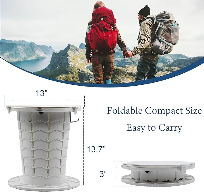 Upgraded Retractable Portable Toilet with Cushion,Adjustable Height Camp Toilet with Paper Holder,Lightweight Portable Potty for Camping,Car,Travel,Boat,Tent and Emergency Use