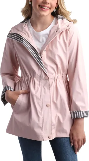URBAN REPUBLIC Girls Rain Jacket - Slicker Shell Wind & Water Resistant Lightweight Rain Coats for Girls with Pockets (7-16)