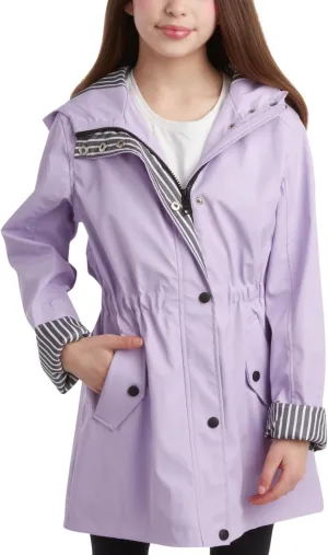 URBAN REPUBLIC Girls Rain Jacket - Waterproof Slicker Shell Anorak Jacket Lightweight Kids Rain Coat with Pockets (7-16)