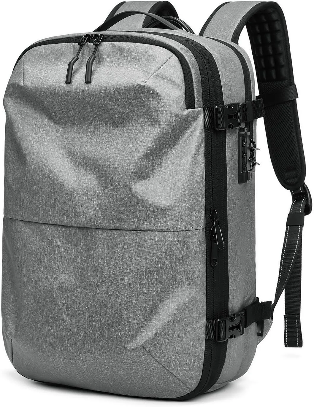 Vacuum Compression Backpack 60L, Expandable Vacuum Backpack Travel, Carry On Air Bag for 17 Inch Laptop Business Travel (Light Grey)