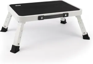 Valeo Folding Step Stool, Adjustable Step Stool with Non-Slip Platform, 330 Lbs Capacity, Step Ladder for Adults or Kids in Kitchen, Bathroom, RV, Camping, Office, White