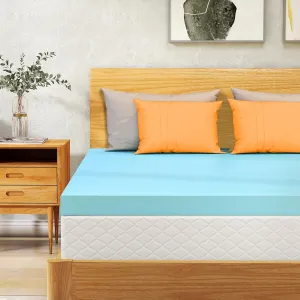 VALUXE Full Mattress Topper 2 Inch Cooling Gel Memory Foam, CertiPUR-US Certified Topper & Pad for Back Pain Relief, Soft Breathable Bedding with Pressure Relief (Blue)