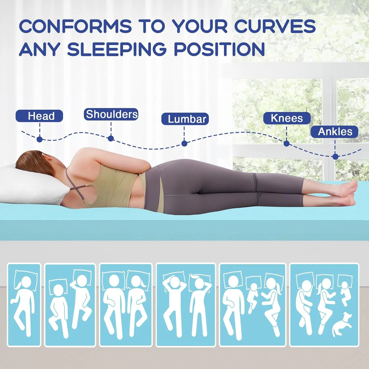 VALUXE Full Mattress Topper 2 Inch Cooling Gel Memory Foam, CertiPUR-US Certified Topper & Pad for Back Pain Relief, Soft Breathable Bedding with Pressure Relief (Blue)
