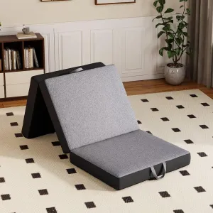Vamcheer Tri Folding Mattress Single Size - 4 Inch Small Foldable Mattress for Petite Users/Travel/Camping/Guest Room, 75"x25"x4" Tri-Fold Memory Foam Mat with Washable Cover, Handle & Non-Slip Bottom