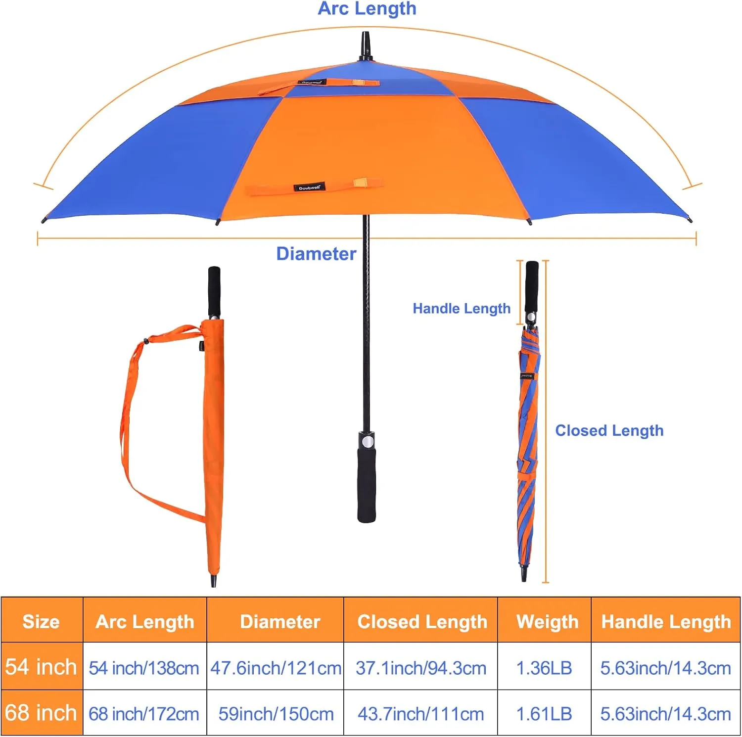 Vented Golf Umbrella 54/62/68 Inch Automatic Extra Large Windproof Oversize Stick Rain Umbrellas For Man and Woman Can Shade For Golfer And Family