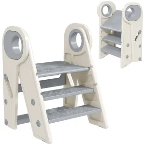Versatile Foldable Kitchen Helper Tower for Toddlers - Safe 3-Step Stool with Adjustable Height