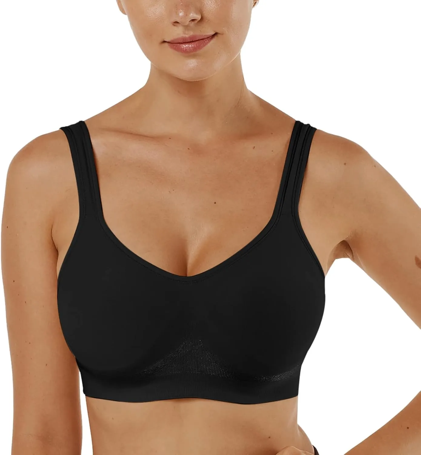 Vertvie Women's Wirefree Bras Seamless Full Coverage Plus Size Sports Bra for Sleeping Yoga Workout Everyday Wear Bralette
