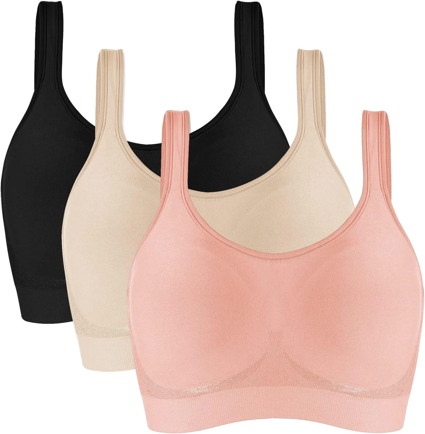 Vertvie Women's Wirefree Bras Seamless Full Coverage Plus Size Sports Bra for Sleeping Yoga Workout Everyday Wear Bralette