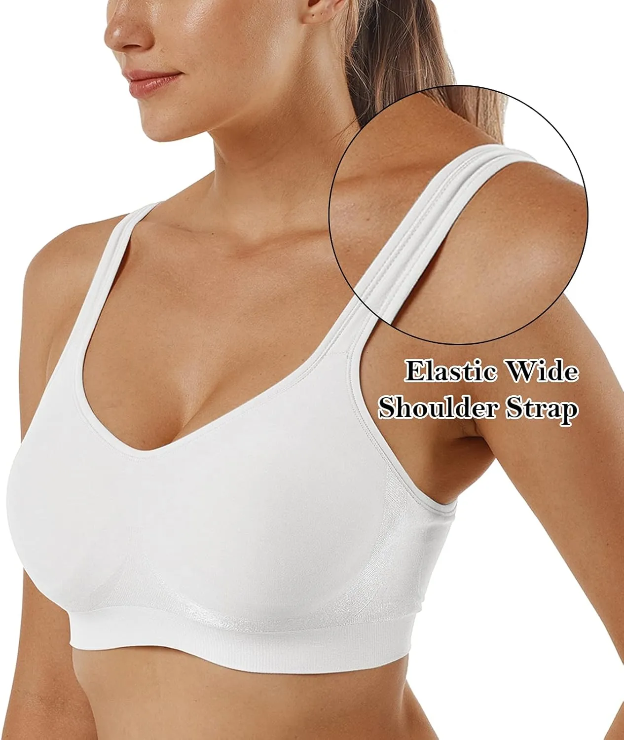 Vertvie Women's Wirefree Bras Seamless Full Coverage Plus Size Sports Bra for Sleeping Yoga Workout Everyday Wear Bralette