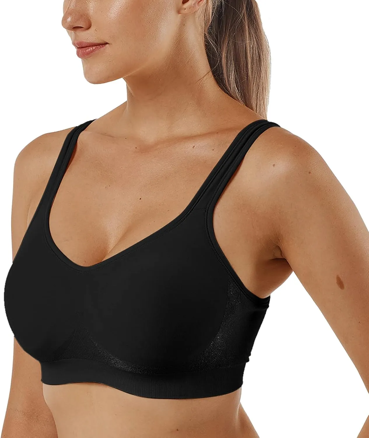 Vertvie Women's Wirefree Bras Seamless Full Coverage Plus Size Sports Bra for Sleeping Yoga Workout Everyday Wear Bralette