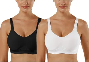 Vertvie Women's Wirefree Bras Seamless Full Coverage Plus Size Sports Bra for Sleeping Yoga Workout Everyday Wear Bralette