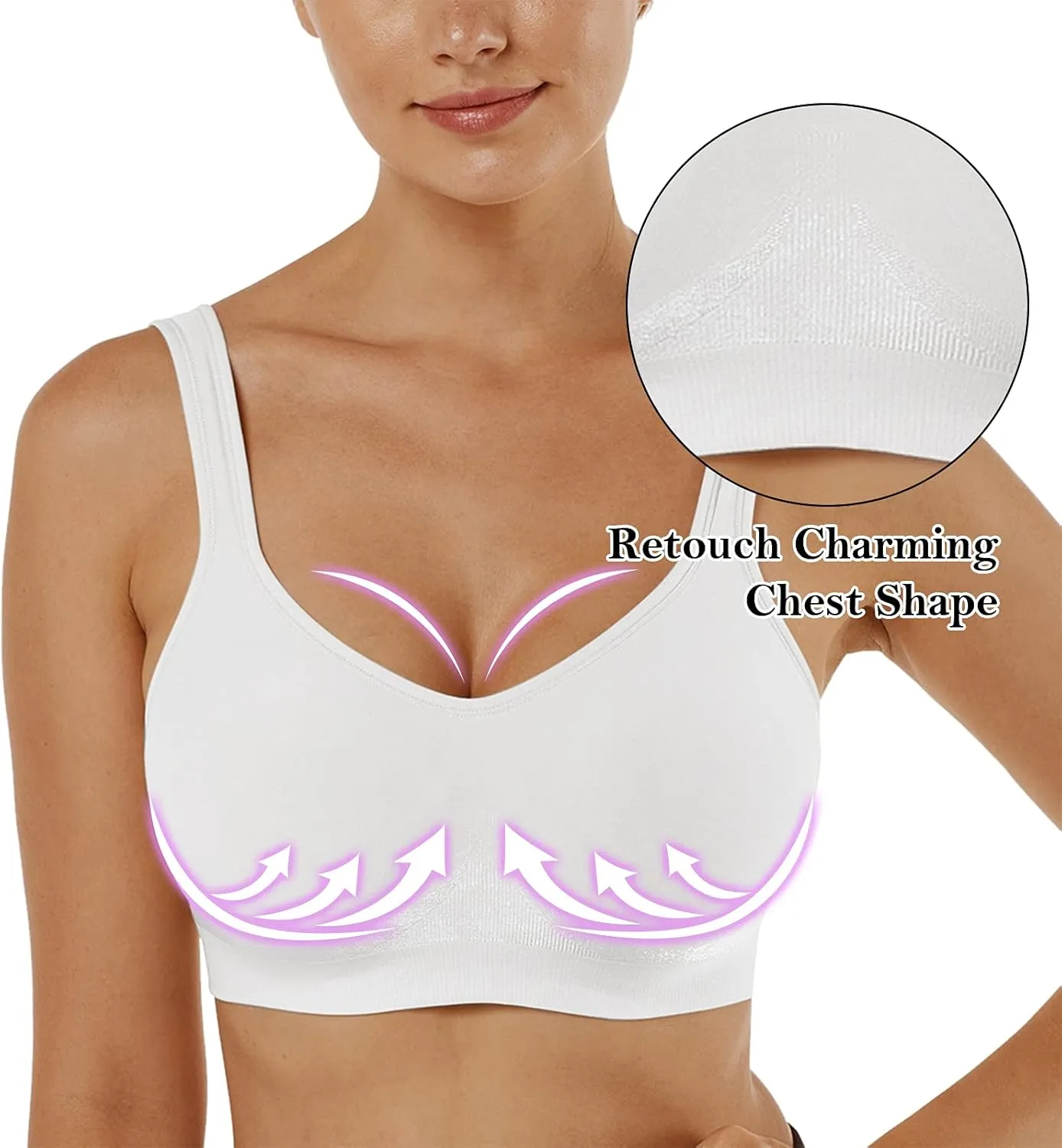 Vertvie Women's Wirefree Bras Seamless Full Coverage Plus Size Sports Bra for Sleeping Yoga Workout Everyday Wear Bralette