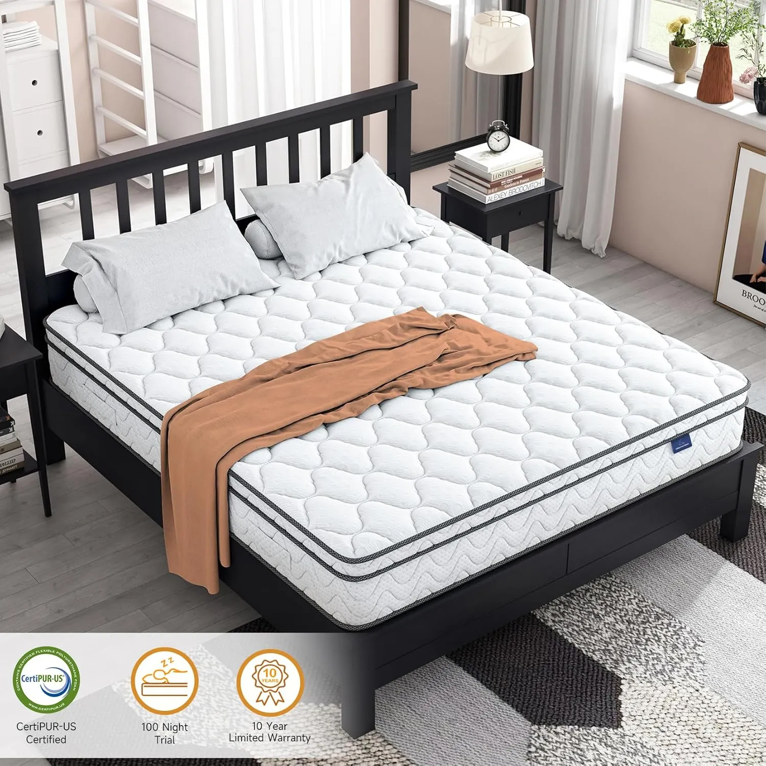 Vesgantti Twin Mattress, 10 Inch Hybrid Single Bed Mattress in a Box with Memory Foam and Pocket Spring, Ergonomic Design & Pressure Relief, Medium Firm Feel, 39"*75"*10"