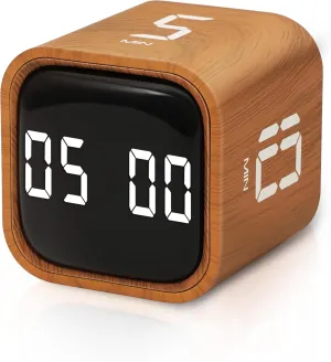 VEWINGL Cube Pomodoro Timer,5/10/30/60 Minutes and Custom Countdown,Productivity Timer,Pause and Resume,Silent,Vibrate and Adjustable Sound Alarm for Tasks,Work,Study,Kitchen