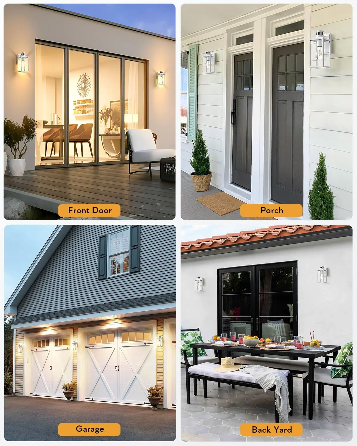 VIANIS 2 Pack Motion Sensor Porch Light, Outdoor Garage Lighting Fixtures Wall Mount, White Outside LED Lights for House, Dusk to Dawn Exterior Sconces Wall Lighting Lantern Lamps for Front Door Coach