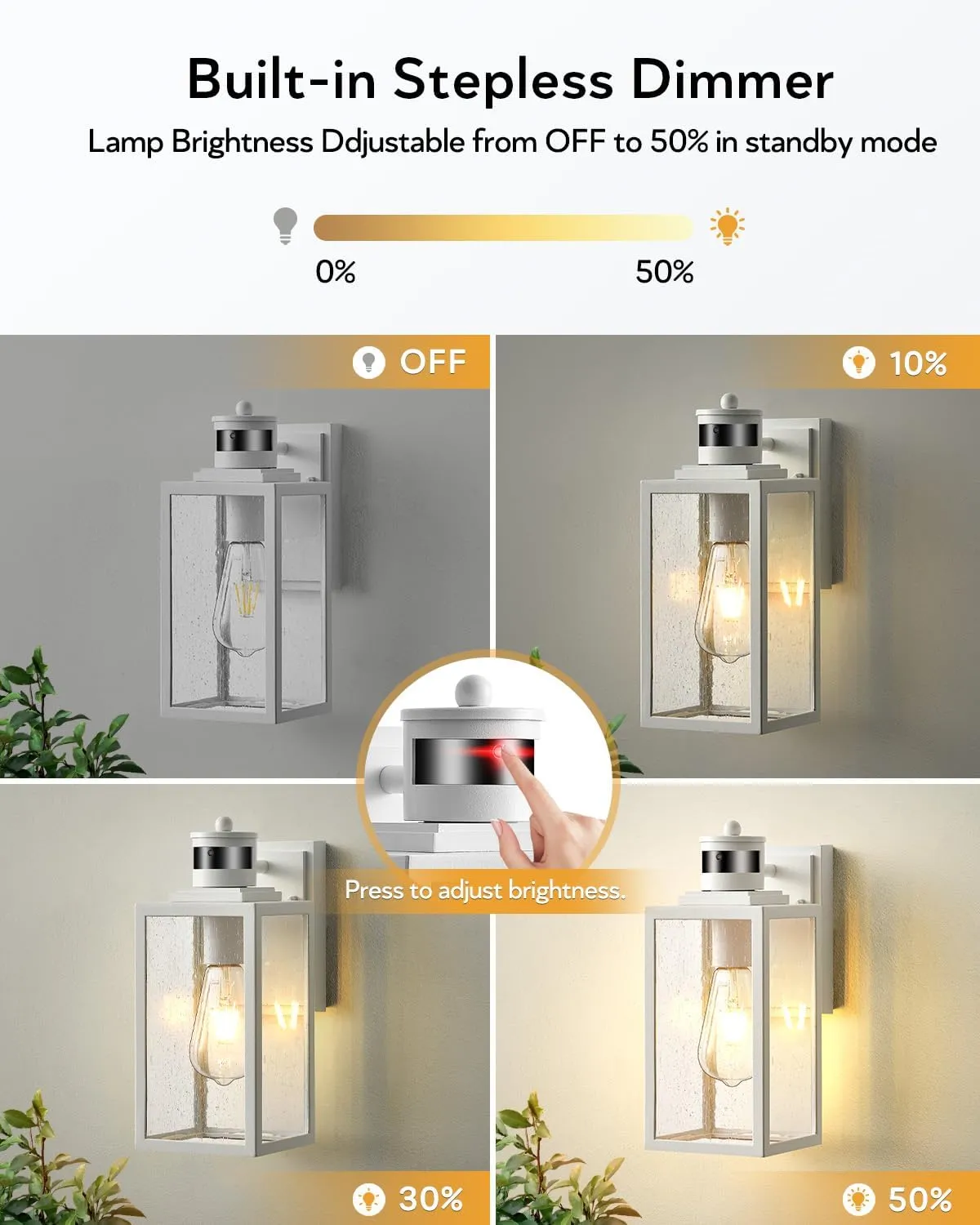 VIANIS 2 Pack Motion Sensor Porch Light, Outdoor Garage Lighting Fixtures Wall Mount, White Outside LED Lights for House, Dusk to Dawn Exterior Sconces Wall Lighting Lantern Lamps for Front Door Coach