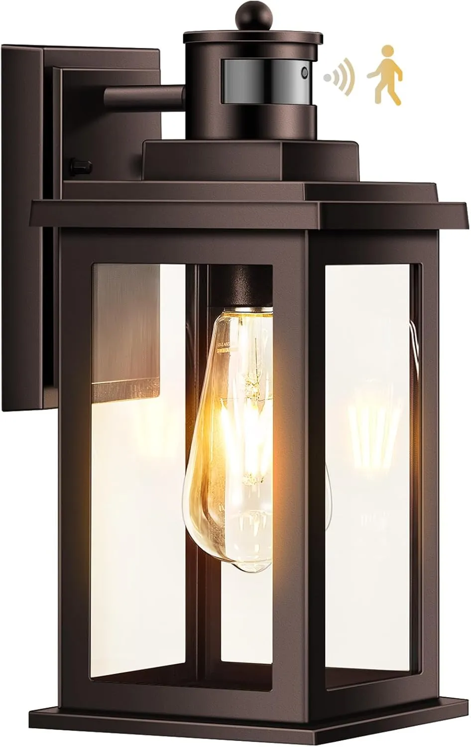VIANIS Exterior Lights for House with Motion Sensor, Brown Dusk to Dawn Outside Lights for House Lantern, Oil Rubbed Bronze Exterior Lighting Fixtures for Garden, Garage, Doorway, 100% Aluminum
