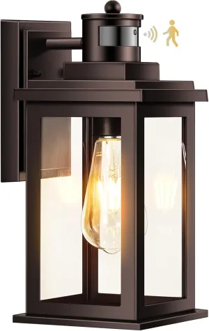 VIANIS Exterior Lights for House with Motion Sensor, Brown Dusk to Dawn Outside Lights for House Lantern, Oil Rubbed Bronze Exterior Lighting Fixtures for Garden, Garage, Doorway, 100% Aluminum