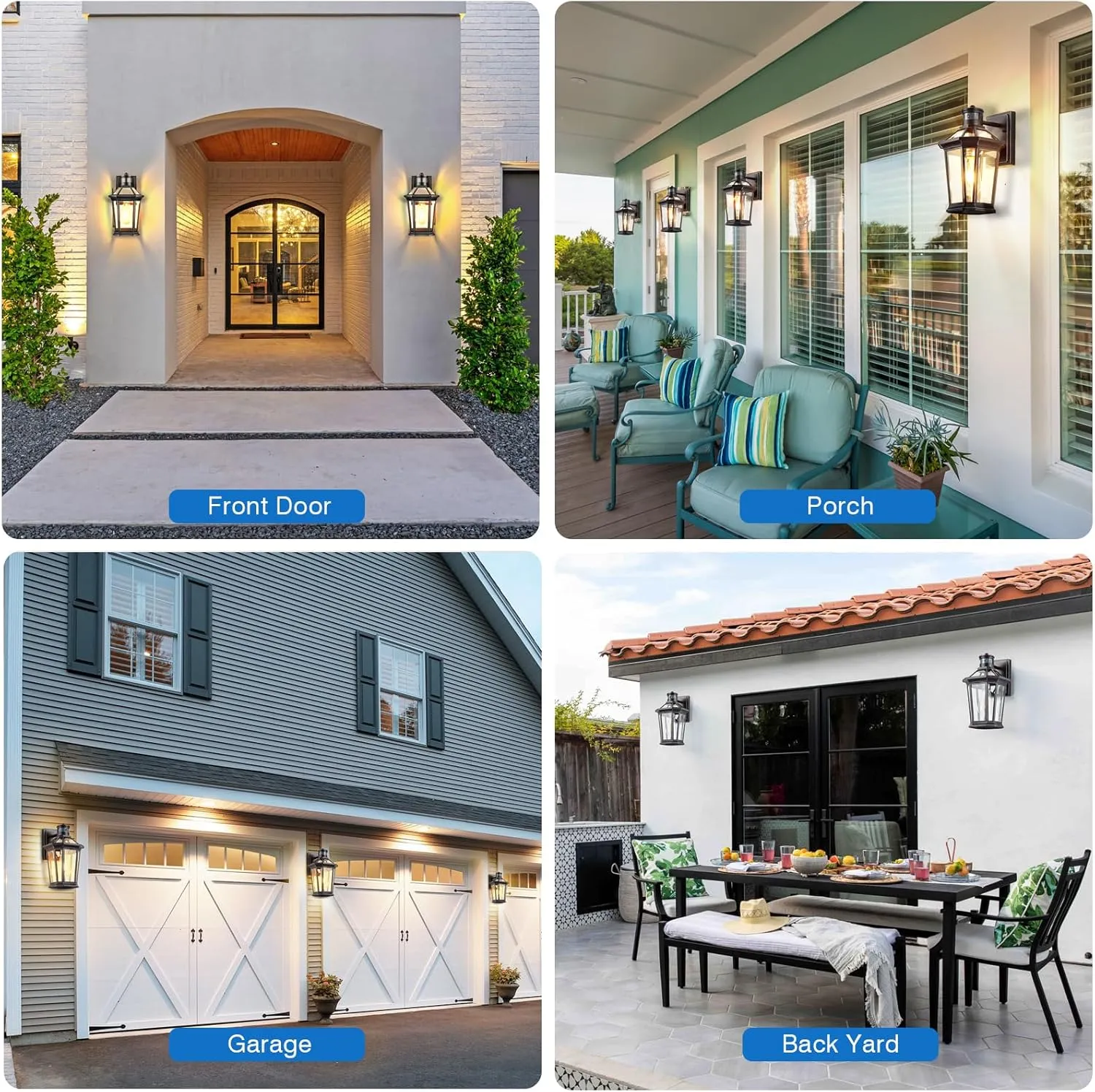 VIANIS Motion Sensor Outdoor Lighting, Outdoor Wall Lights Wall Mount with Clear Glass, Black Dusk to Dawn Garage Light Sconce, Waterproof Exterior Lights for House, Brightness Distance Adjustable
