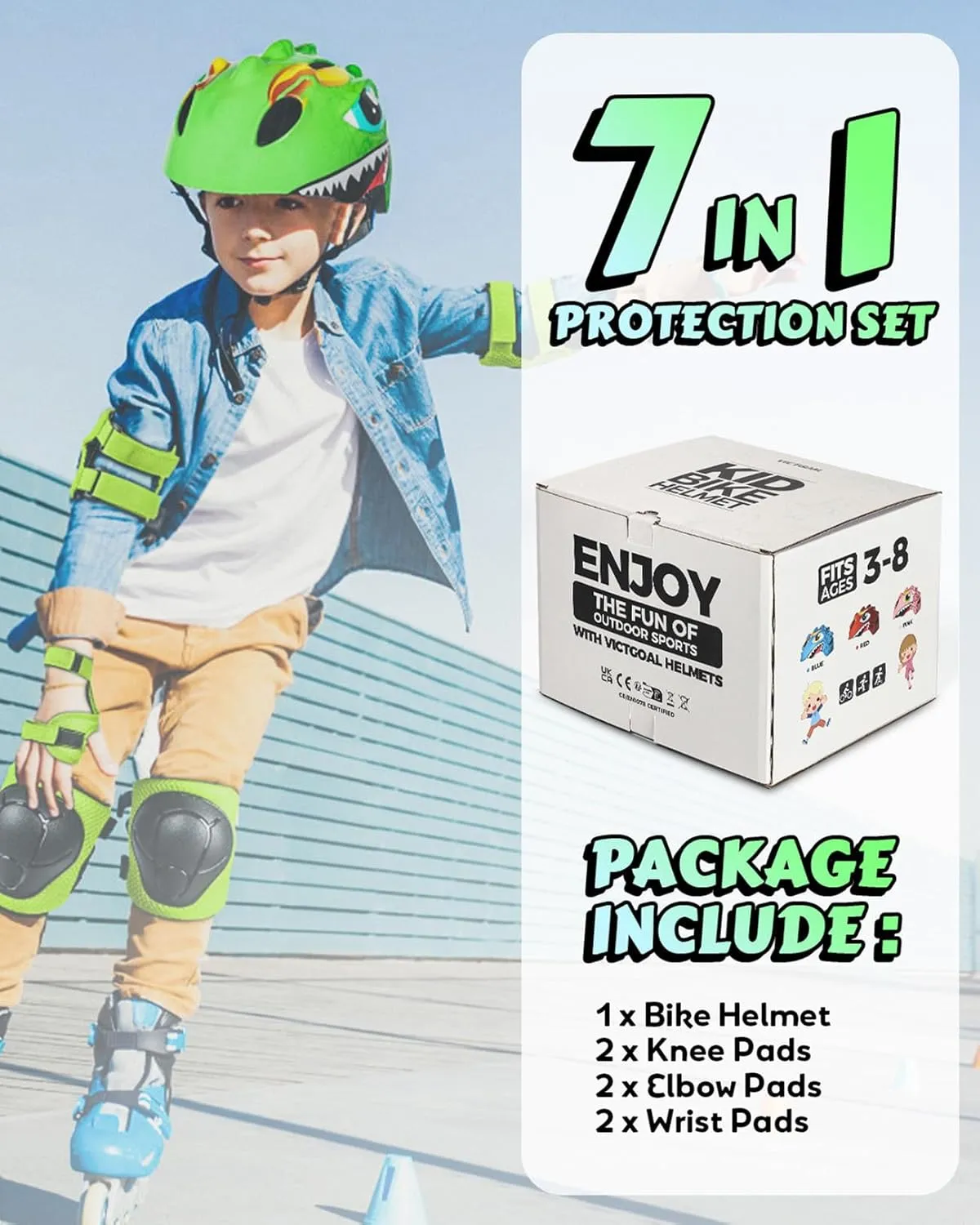 VICTGOAL Toddler Kids Bike Helmet Lightweight 3D Children Bicycle Helmet for Boys and Girls Age 3-8 for Multi-Sport Scooter Cycling Skating