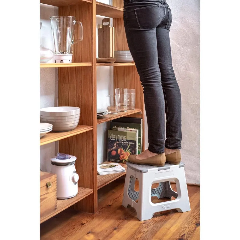 Vigar 23cm Compact Folding Step Stool Grey