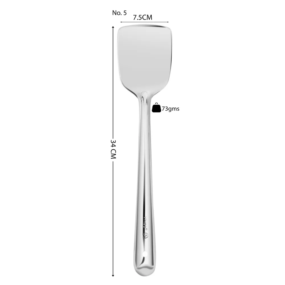 Vinod Stainless Steel Basting Turner Plain (Khurpa), Cooking Palta, Set of 2, Size 34cm, No 5
