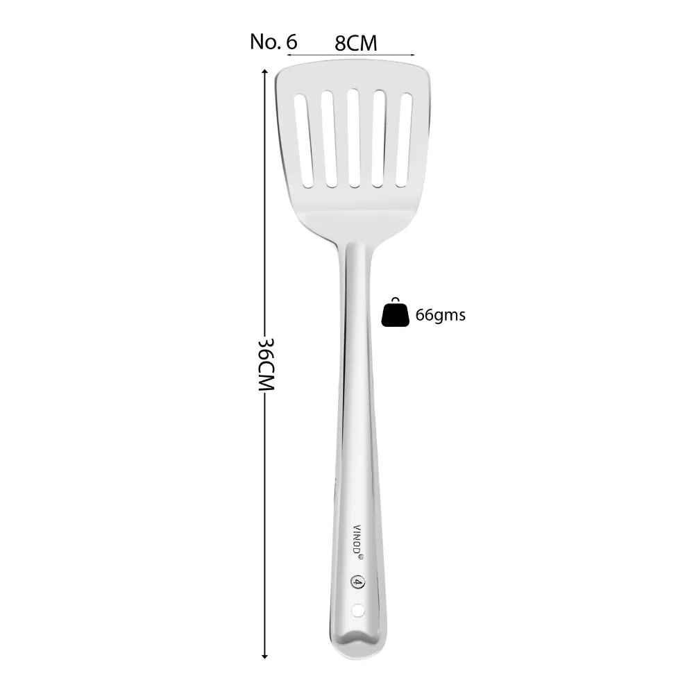 Vinod Stainless Steel Basting Turner Slotted/ Cooking Palta, Set of 2, Size 36cm, No 6