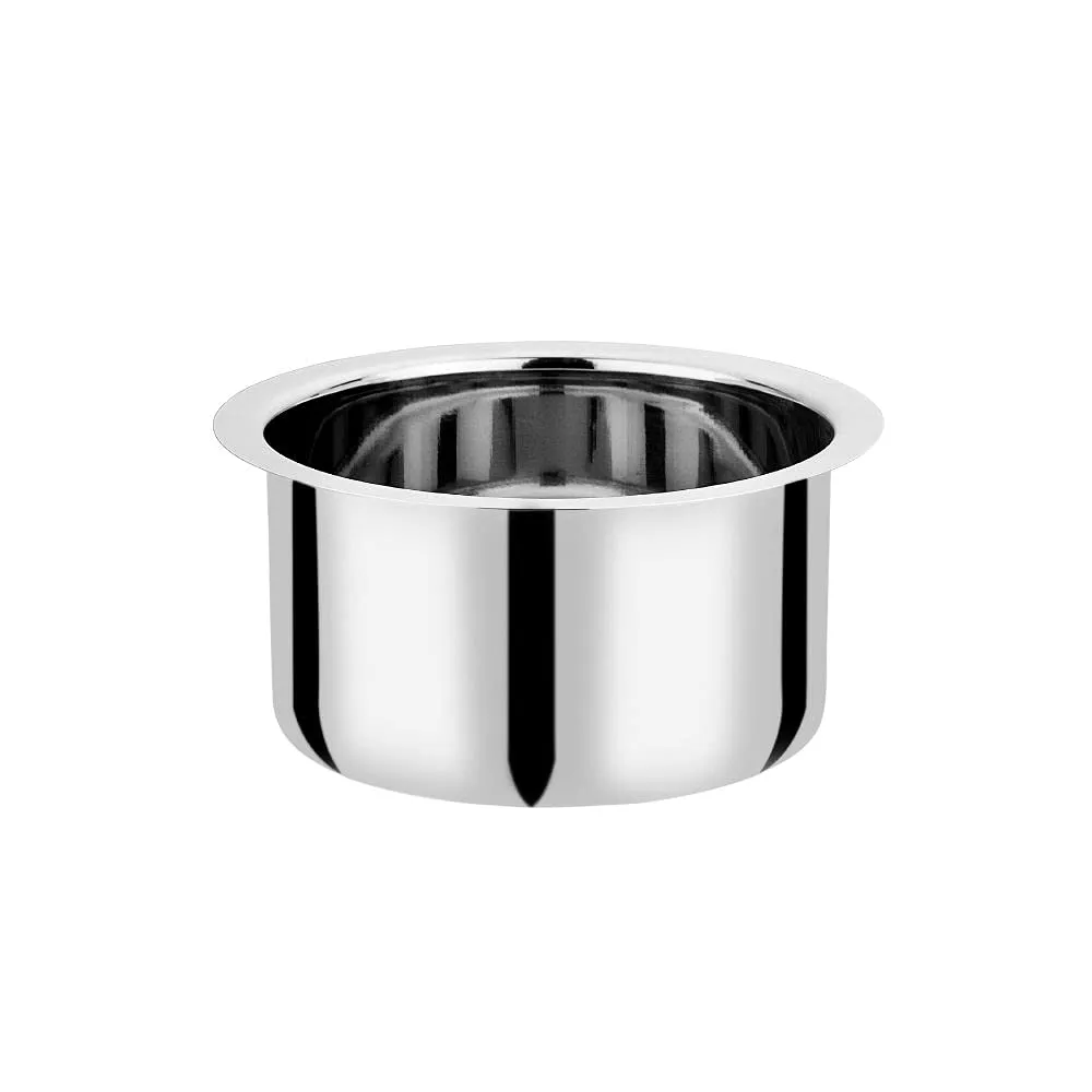 Vinod Stainless Steel Induction Friendly Flat Bottom Tope Without Lid – 4 Pieces Large Set – Capacity 3.70 Litre, 4.60 Litre, 5.50 Litre &#038; 6.70 Litre
