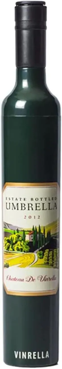 VINRELLA Wine Bottle Umbrella - Portable and Compact Travel Umbrella, Waterproof and Windproof, UV Blocker