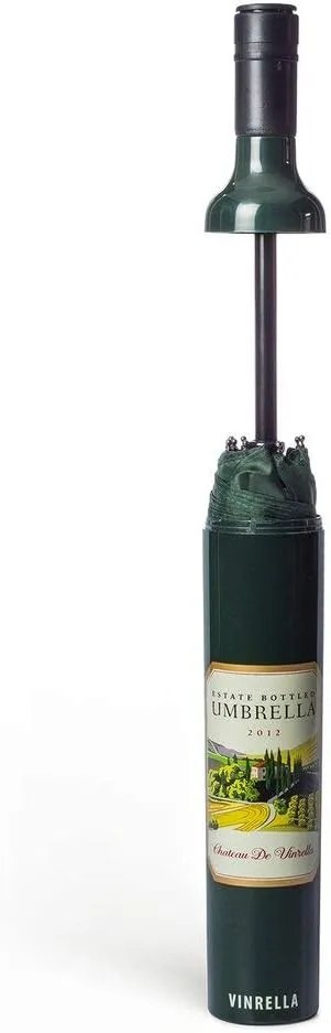 VINRELLA Wine Bottle Umbrella - Portable and Compact Travel Umbrella, Waterproof and Windproof, UV Blocker