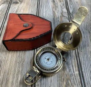 Vintage Antique Finish Brass Marine Military British Prismatic Solid Compass Gratuation Gifting Compass Engraved Birthday Confirmation Compass, Vintage Gift