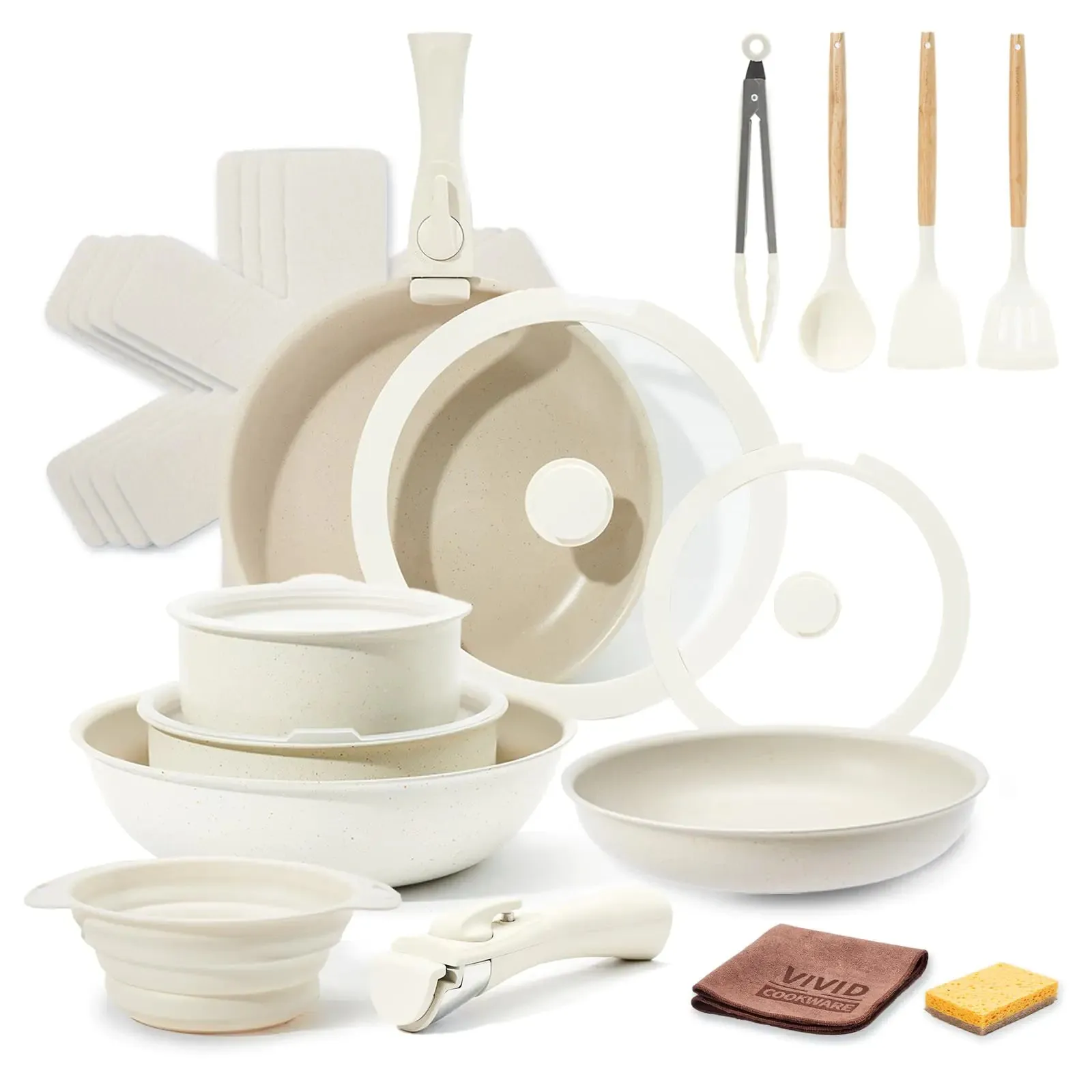 VIVIDCOOKWARE 22-Piece Easy Store Ceramic Set