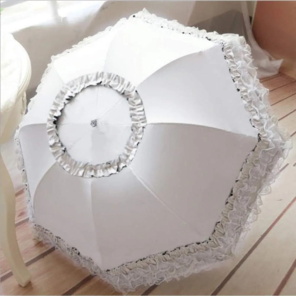 WANLIAN Lace Windproof Folding Sunny and Rainy Umbrella Ultraviolet-Proof Anti Sun UV Protection Parasol Umbrella