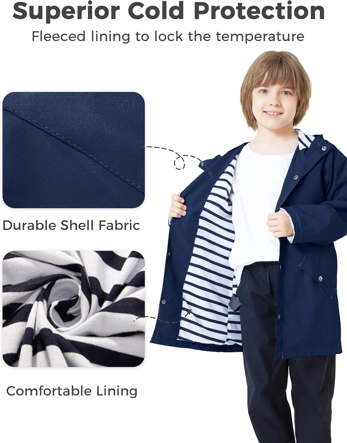 wantdo Boys & Girls Waterproof Rain Jacket Lightweight Rain Coat Hooded Windbreaker
