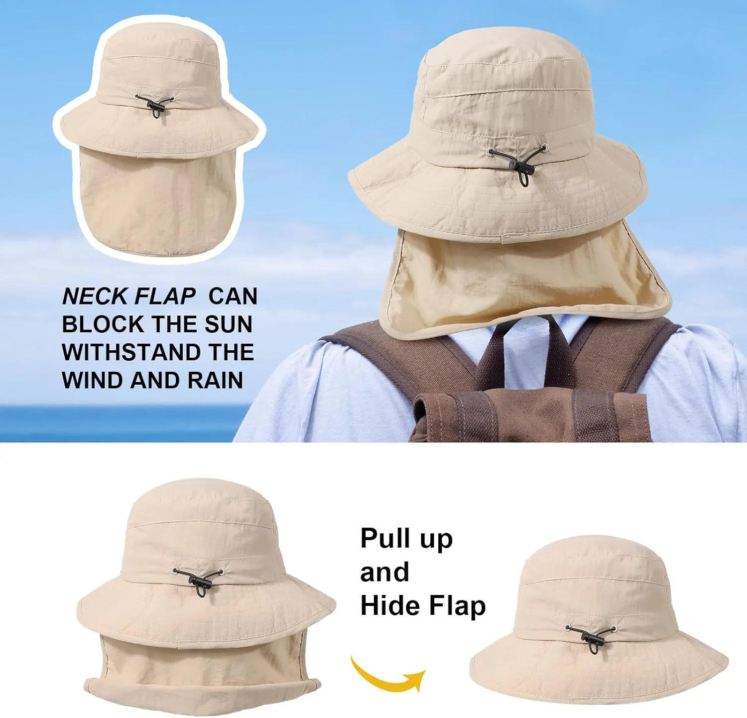 Waterproof Sun UPF 50  Bucket Hat UV Protection Packable Brimmed Boonie for Women Men Summer Lightweight Hiking Outdoor Cap