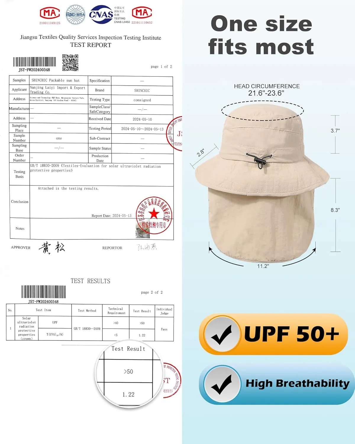 Waterproof Sun UPF 50  Bucket Hat UV Protection Packable Brimmed Boonie for Women Men Summer Lightweight Hiking Outdoor Cap