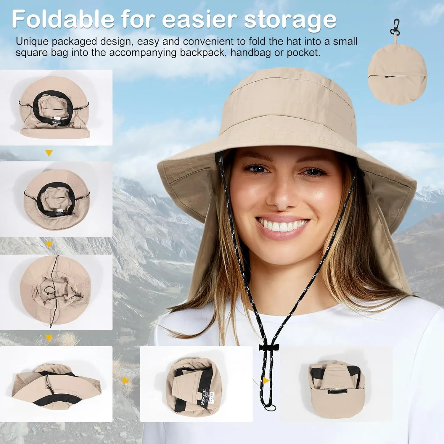 Waterproof Sun UPF 50  Bucket Hat UV Protection Packable Brimmed Boonie for Women Men Summer Lightweight Hiking Outdoor Cap