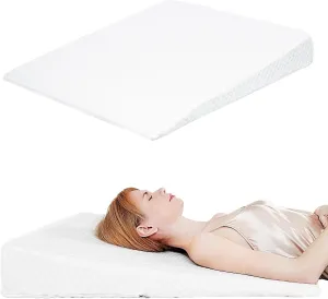 Wedge Pillow, Bed Wedge Pillows for Sleeping, Snoring, Back Support, After Surgery, Foam Triangle Pillow, Removable Washable Cover, 5in/White