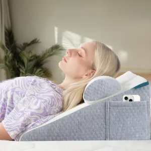 Wedge Pillow with Extra Bolster, Bed Wedge Pillow for Sleep Apnea, Acid Reflux Relief, Back Pain, After Surgery, 30 Degree Wedge Pillow for Sleeping Foam Wedge Cushion for Headboard