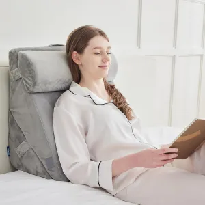Wedge Pillows Set for Sleeping - Bed Wedge Pillow for After Surgery, Adjustable Memory Foam Head Support Cushion- Folding Pillow Wedge System for Acid Reflux, Gerd, Snore, Ultra Soft Velvet Cover