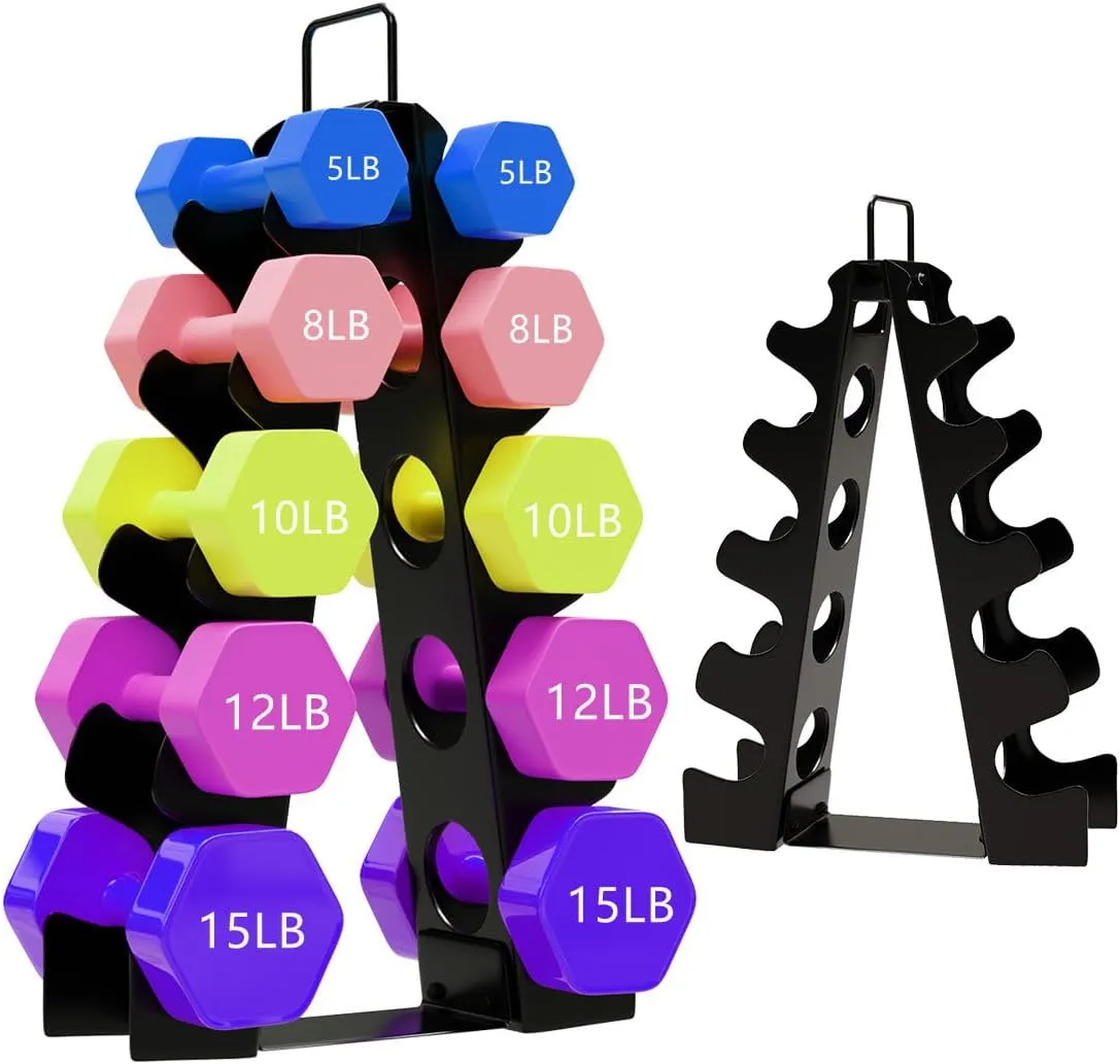 Weight Rack for Home Gym, OKUGAFIT Compact A-Frame Dumbbell Rack with Handle, dumbbell rack stand only for Home Gym Workout (Dumbbells not included)