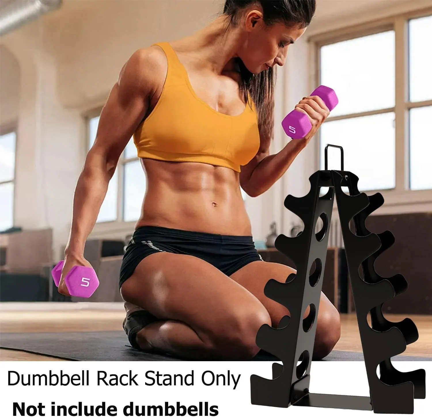 Weight Rack for Home Gym, OKUGAFIT Compact A-Frame Dumbbell Rack with Handle, dumbbell rack stand only for Home Gym Workout (Dumbbells not included)