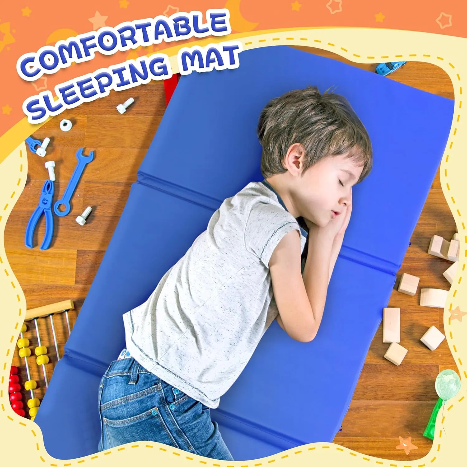 Wesiti 5 Pcs Thick Folding Nap Mat 3 Section Folding Rest Mats Folding Sleeping Mat for Kids Toddler Daycare Nap Mats for School Preschool Classroom Kindergarten (Multicolor)
