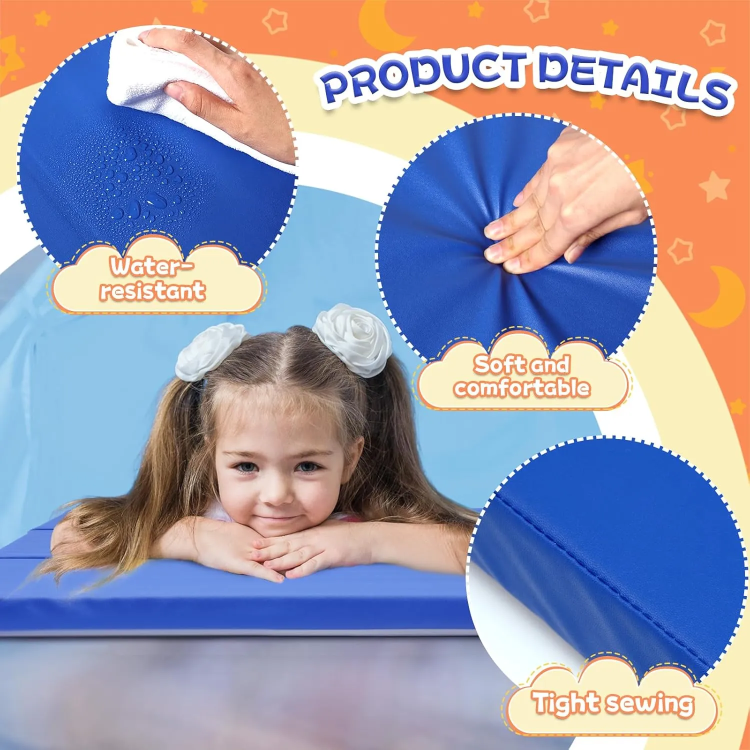 Wesiti 5 Pcs Thick Folding Nap Mat 3 Section Folding Rest Mats Folding Sleeping Mat for Kids Toddler Daycare Nap Mats for School Preschool Classroom Kindergarten (Multicolor)